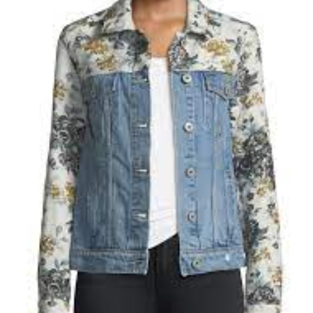 Jean Jacket with Floral Embossing